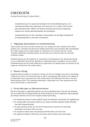 Checklista incidenthantering vid cyberattack 2023