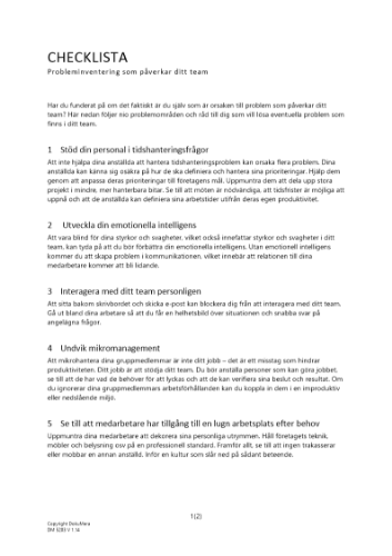 Checklista probleminventering som påverkar ditt team 2023