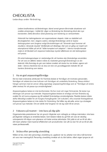 Checklista ledarskap under förändring 2023