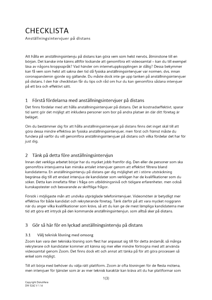 Checklista anställningsintervju på distans 2023