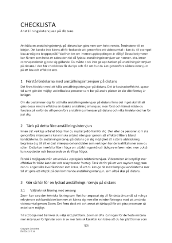 Checklista anställningsintervju på distans 2023