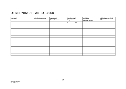 Utbildningsplan ISO 45001 2023