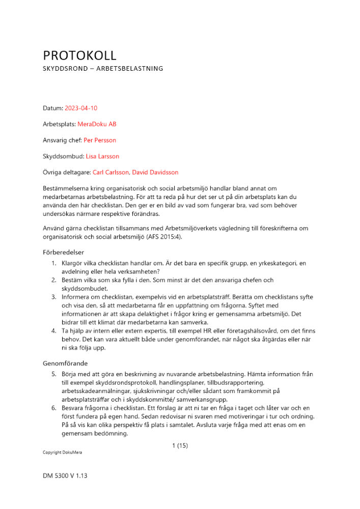 Protokoll skyddsrond arbetsbelastning 2023