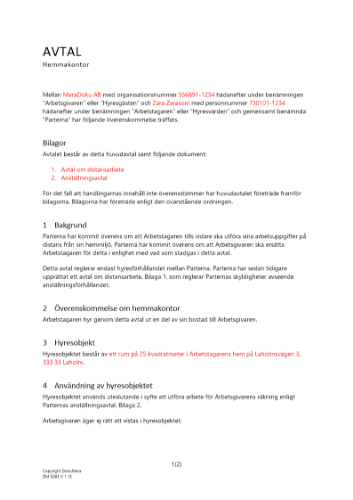 Avtal för hemmakontor 2023