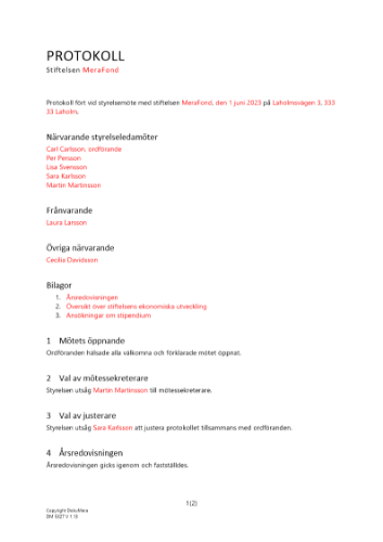 Protokoll styrelsemöte - stiftelse 2023