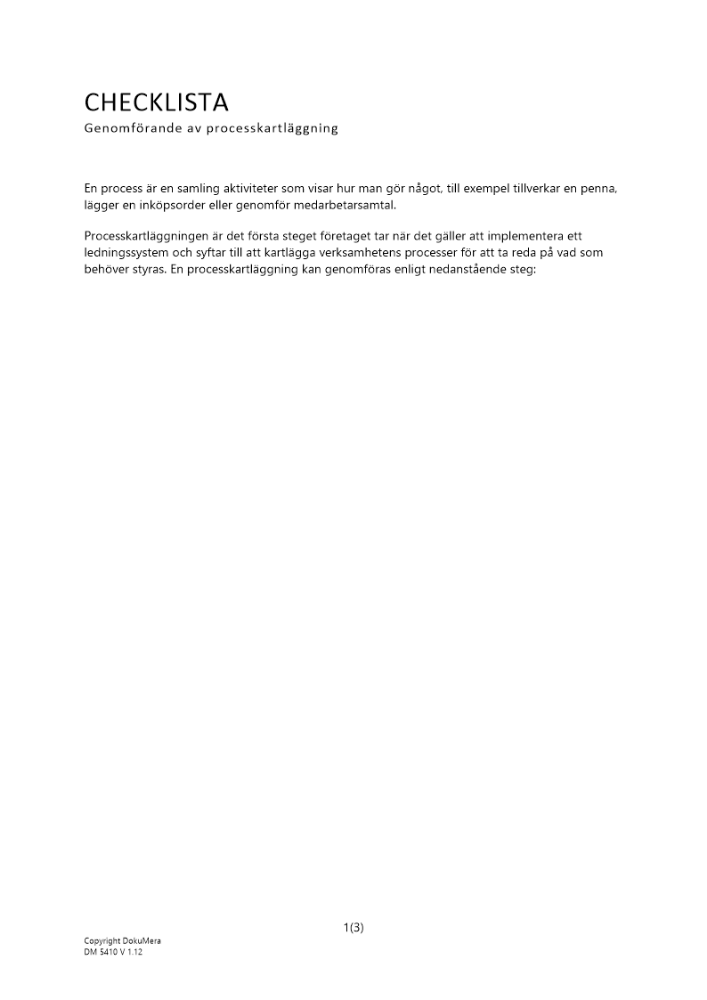 Checklista - genomförande av processkartläggning 2023